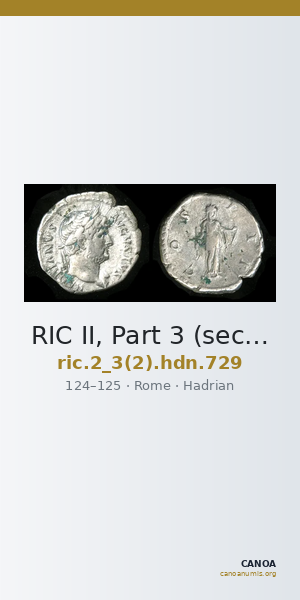 RIC II, Part 3 (second edition) Hadrian 729 — CANOA