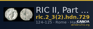 RIC II, Part 3 (second edition) Hadrian 729 — CANOA