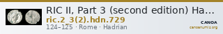 RIC II, Part 3 (second edition) Hadrian 729 — CANOA