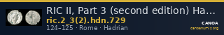 RIC II, Part 3 (second edition) Hadrian 729 — CANOA