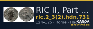 RIC II, Part 3 (second edition) Hadrian 731 — CANOA