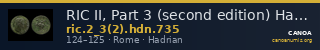 RIC II, Part 3 (second edition) Hadrian 735 — CANOA