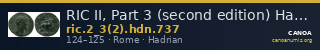 RIC II, Part 3 (second edition) Hadrian 737 — CANOA