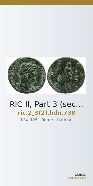 RIC II, Part 3 (second edition) Hadrian 738 — CANOA