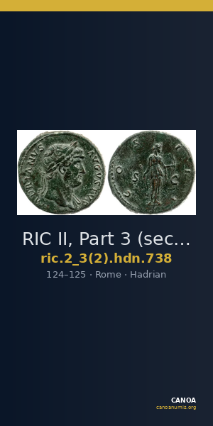 RIC II, Part 3 (second edition) Hadrian 738 — CANOA