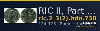 RIC II, Part 3 (second edition) Hadrian 738 — CANOA