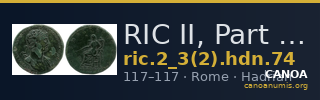 RIC II, Part 3 (second edition) Hadrian 74 — CANOA