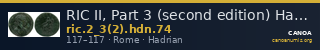RIC II, Part 3 (second edition) Hadrian 74 — CANOA