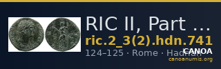 RIC II, Part 3 (second edition) Hadrian 741 — CANOA