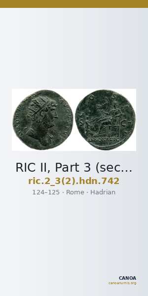 RIC II, Part 3 (second edition) Hadrian 742 — CANOA