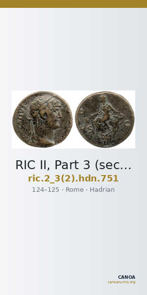 RIC II, Part 3 (second edition) Hadrian 751 — CANOA