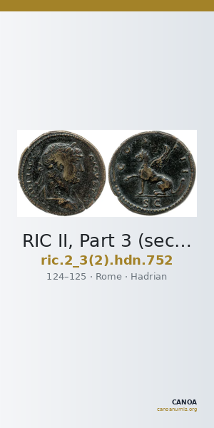RIC II, Part 3 (second edition) Hadrian 752 — CANOA