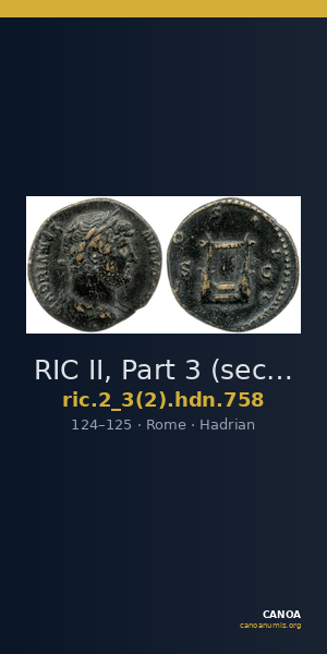 RIC II, Part 3 (second edition) Hadrian 758 — CANOA