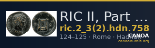 RIC II, Part 3 (second edition) Hadrian 758 — CANOA