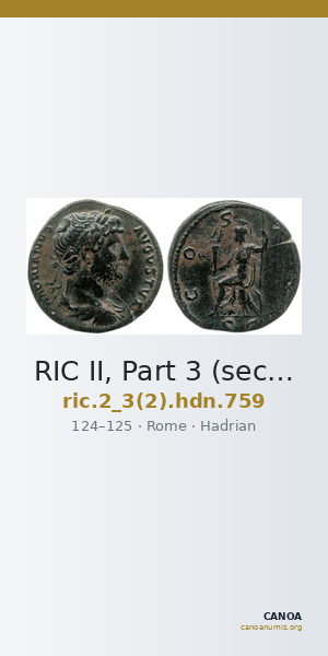 RIC II, Part 3 (second edition) Hadrian 759 — CANOA