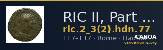 RIC II, Part 3 (second edition) Hadrian 77 — CANOA