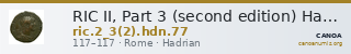 RIC II, Part 3 (second edition) Hadrian 77 — CANOA