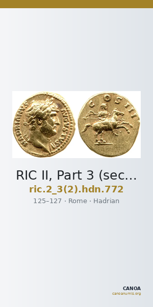 RIC II, Part 3 (second edition) Hadrian 772 — CANOA