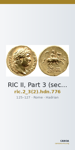 RIC II, Part 3 (second edition) Hadrian 776 — CANOA