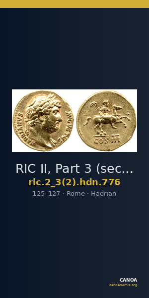 RIC II, Part 3 (second edition) Hadrian 776 — CANOA