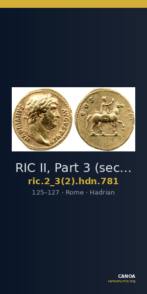 RIC II, Part 3 (second edition) Hadrian 781 — CANOA