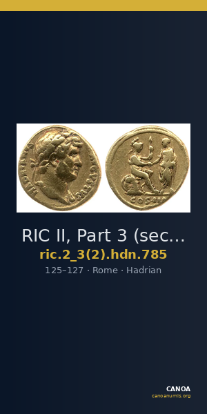 RIC II, Part 3 (second edition) Hadrian 785 — CANOA