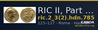 RIC II, Part 3 (second edition) Hadrian 785 — CANOA