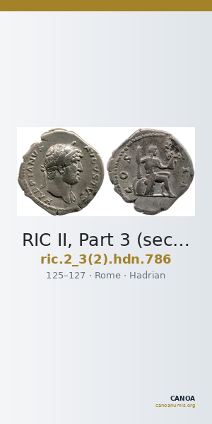 RIC II, Part 3 (second edition) Hadrian 786 — CANOA