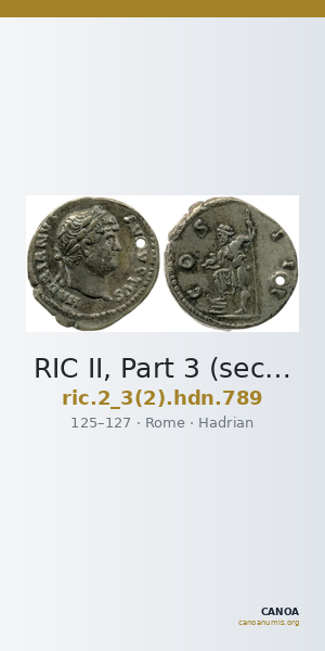 RIC II, Part 3 (second edition) Hadrian 789 — CANOA