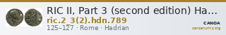 RIC II, Part 3 (second edition) Hadrian 789 — CANOA