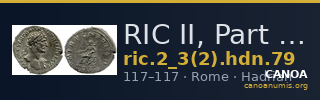 RIC II, Part 3 (second edition) Hadrian 79 — CANOA