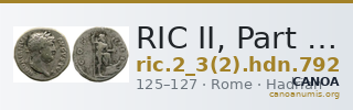RIC II, Part 3 (second edition) Hadrian 792 — CANOA