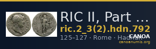 RIC II, Part 3 (second edition) Hadrian 792 — CANOA