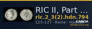 RIC II, Part 3 (second edition) Hadrian 794 — CANOA