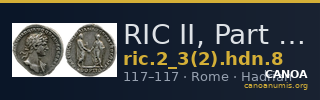 RIC II, Part 3 (second edition) Hadrian 8 — CANOA