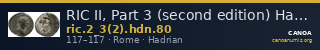 RIC II, Part 3 (second edition) Hadrian 80 — CANOA