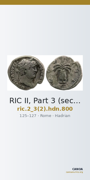 RIC II, Part 3 (second edition) Hadrian 800 — CANOA