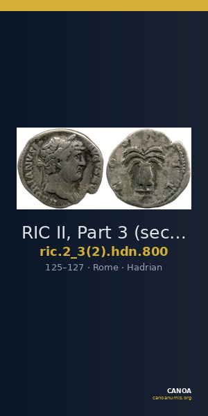 RIC II, Part 3 (second edition) Hadrian 800 — CANOA