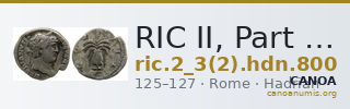 RIC II, Part 3 (second edition) Hadrian 800 — CANOA