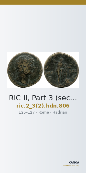 RIC II, Part 3 (second edition) Hadrian 806 — CANOA