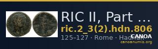 RIC II, Part 3 (second edition) Hadrian 806 — CANOA