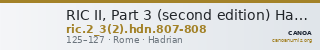 RIC II, Part 3 (second edition) Hadrian 807-808 — CANOA