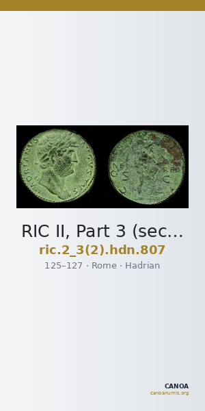 RIC II, Part 3 (second edition) Hadrian 807 — CANOA