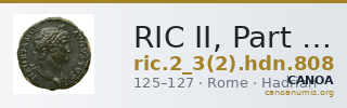 RIC II, Part 3 (second edition) Hadrian 808 — CANOA