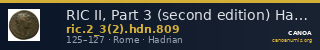 RIC II, Part 3 (second edition) Hadrian 809 — CANOA