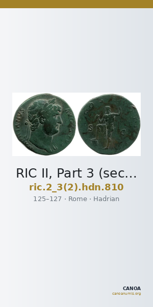 RIC II, Part 3 (second edition) Hadrian 810 — CANOA