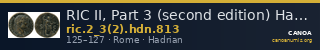 RIC II, Part 3 (second edition) Hadrian 813 — CANOA