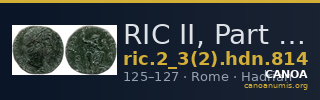 RIC II, Part 3 (second edition) Hadrian 814 — CANOA