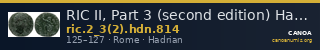 RIC II, Part 3 (second edition) Hadrian 814 — CANOA