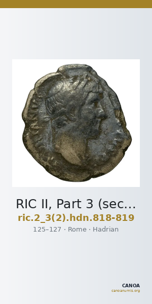 RIC II, Part 3 (second edition) Hadrian 818-819 — CANOA